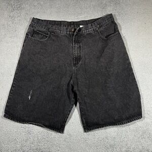Vintage 90's SOLO Black Denim Shorts USA Men's Size 44 Baggy Wide Leg  #2058